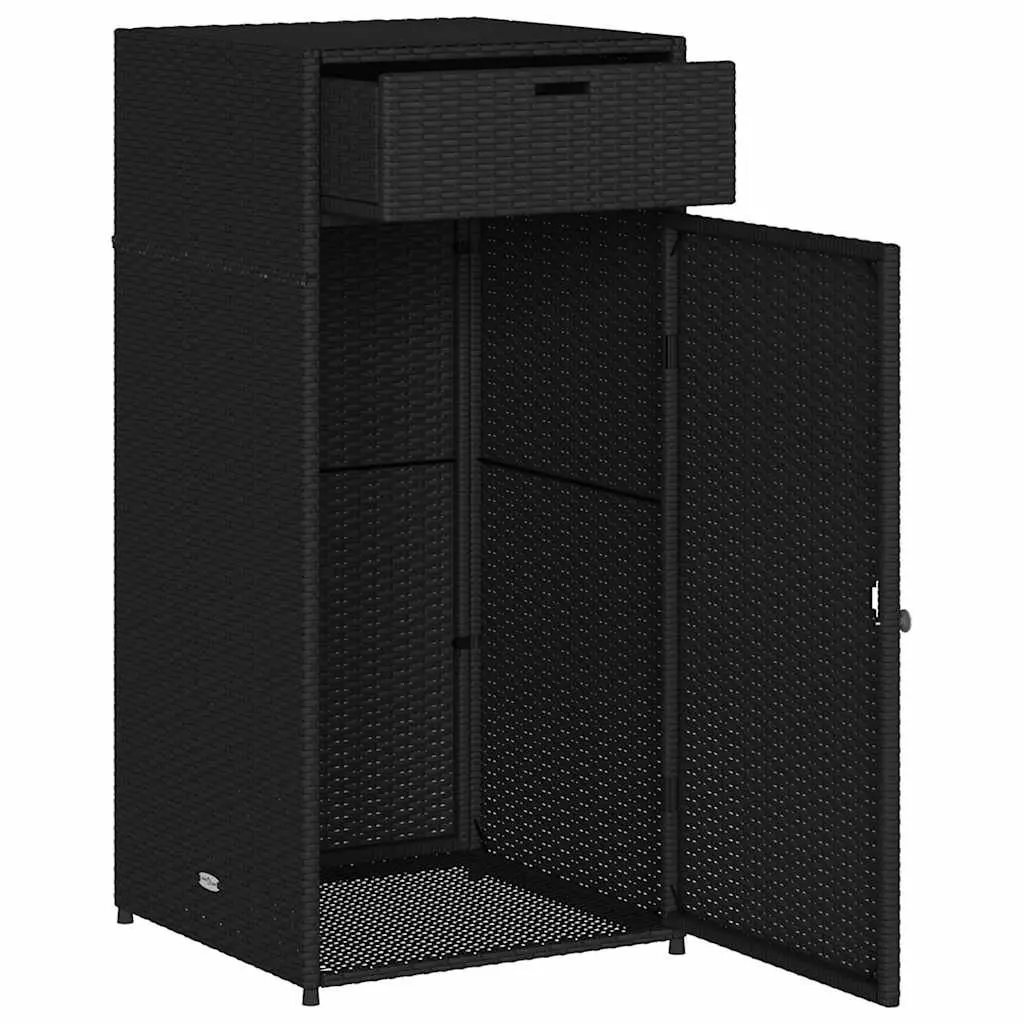 Garden Storage Cabinet Outdoor Poly Rattan Weatherproof Black 55x55x111 cm