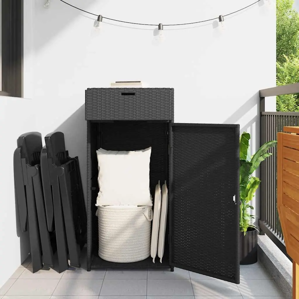 Garden Storage Cabinet Outdoor Poly Rattan Weatherproof Black 55x55x111 cm