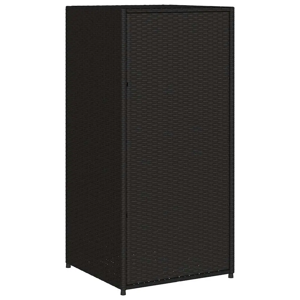 Garden Storage Cabinet Outdoor Poly Rattan Weatherproof Black 55x55x111 cm