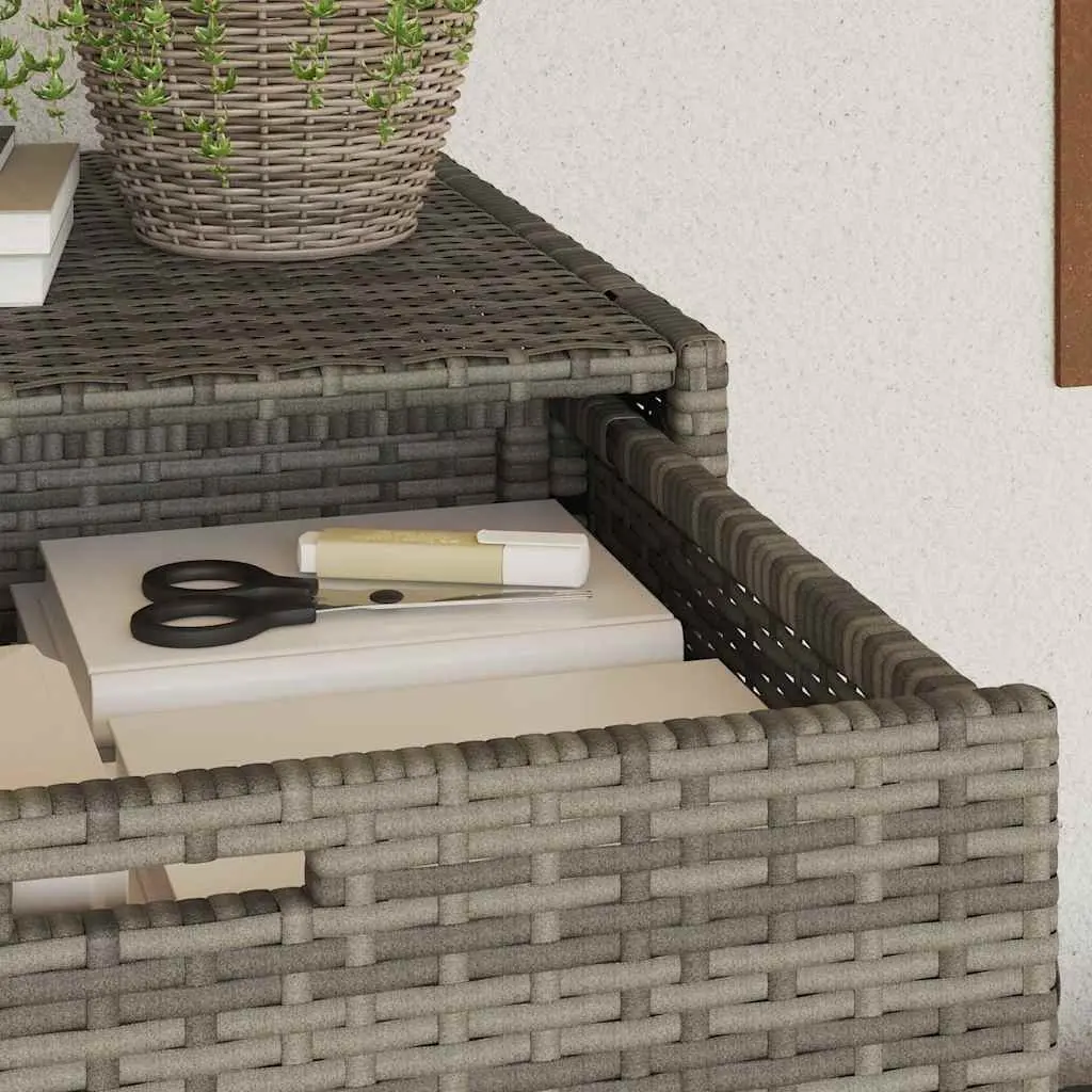 Garden Storage Cabinet Outdoor Grey PE Rattan Poly Storage Box 55 x 55 x 111 cm