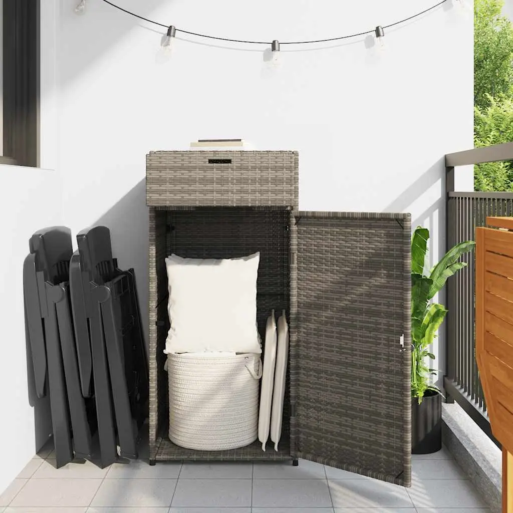 Garden Storage Cabinet Outdoor Grey PE Rattan Poly Storage Box 55 x 55 x 111 cm