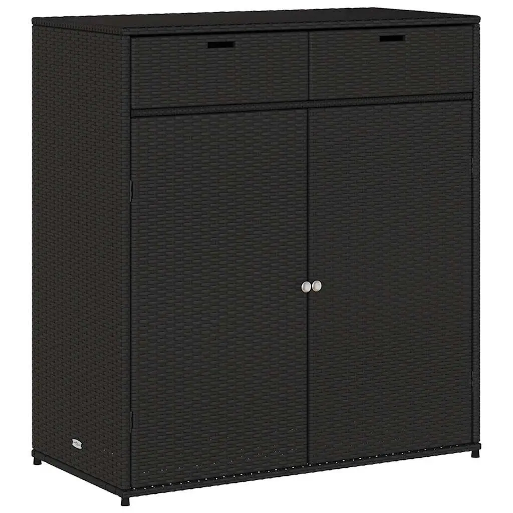 Garden Storage Cabinet Outdoor Poly Rattan Black Furniture Box Patio Balcony