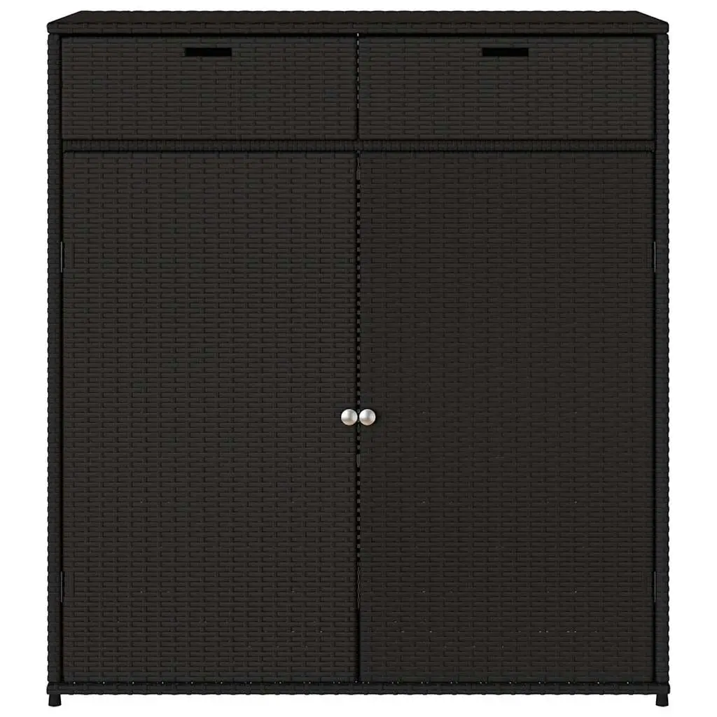 Garden Storage Cabinet Outdoor Poly Rattan Black Furniture Box Patio Balcony