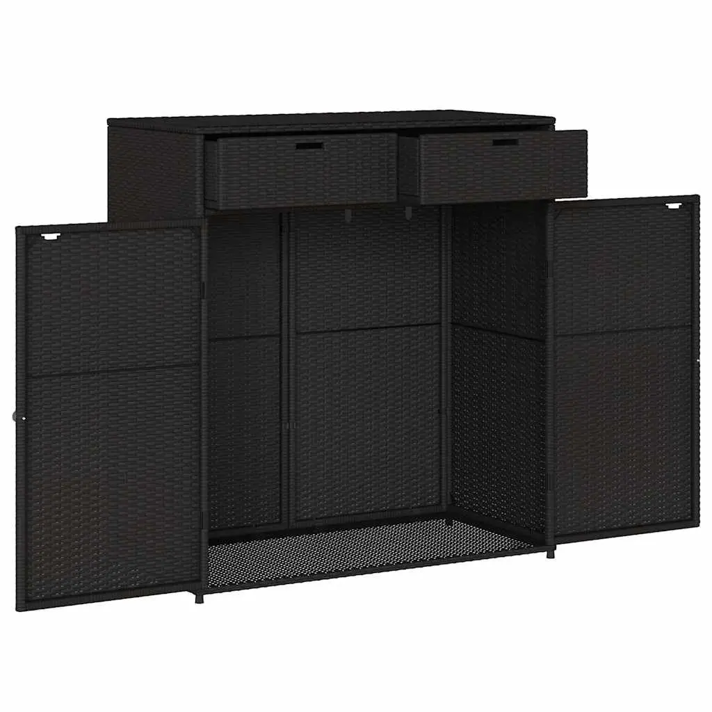 Garden Storage Cabinet Outdoor Poly Rattan Black Furniture Box Patio Balcony