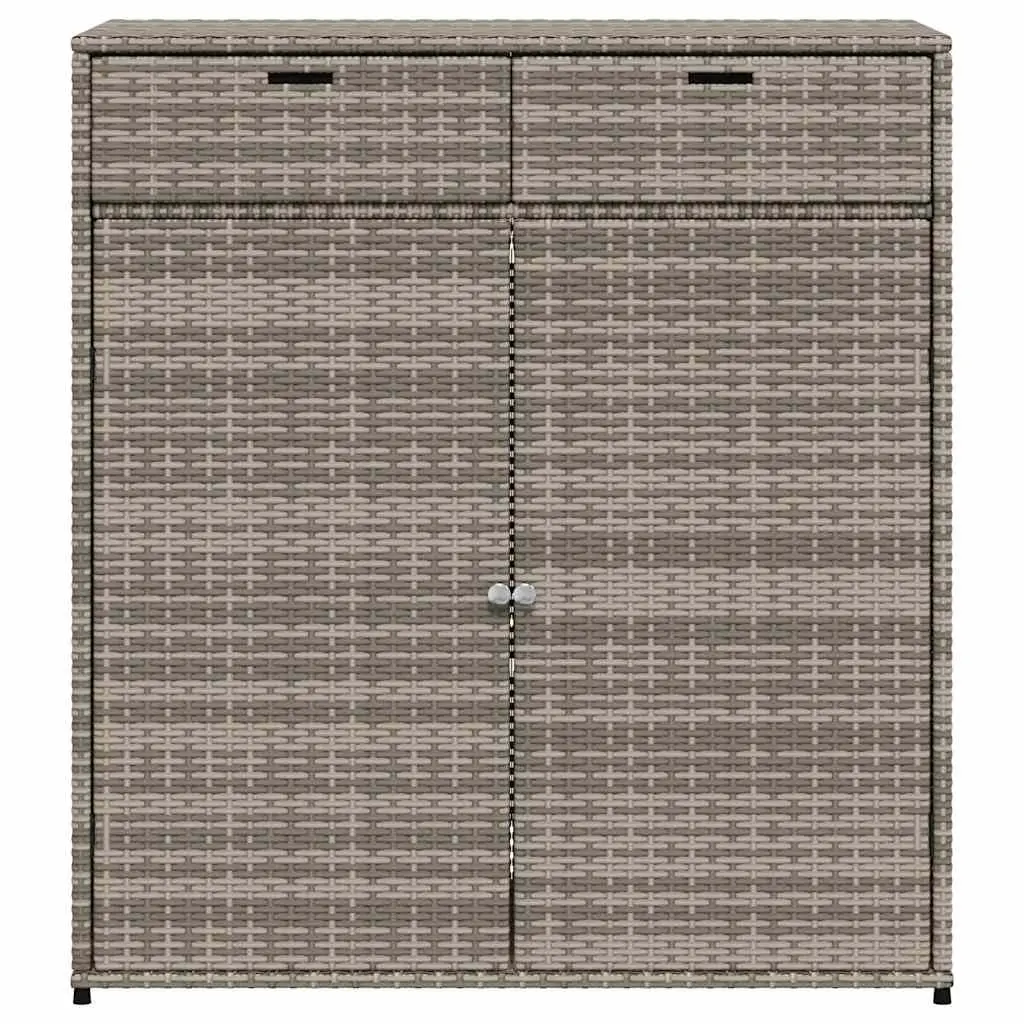 Garden Storage Cabinet Outdoor Poly Rattan Grey 105x55x113cm with Doors