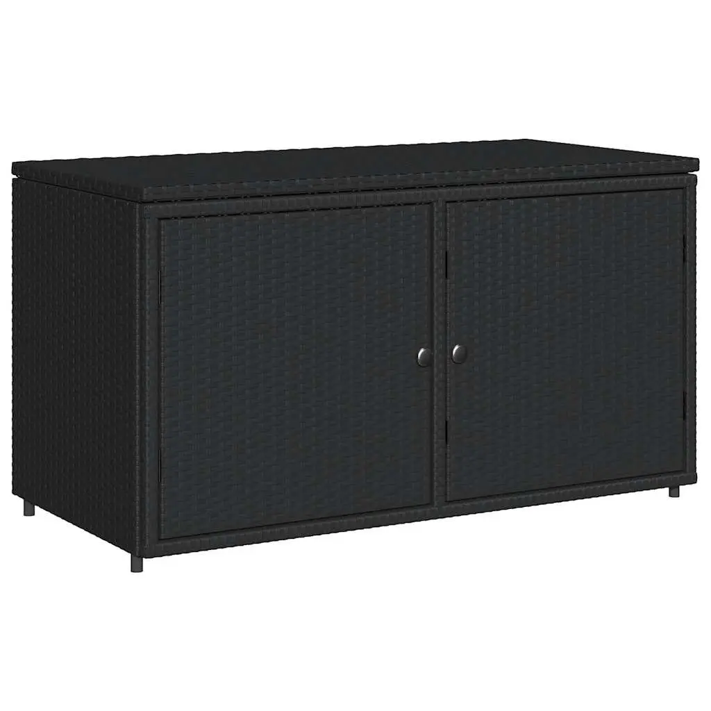 Garden Storage Cabinet Outdoor 110x55x60.5cm Black PE Rattan