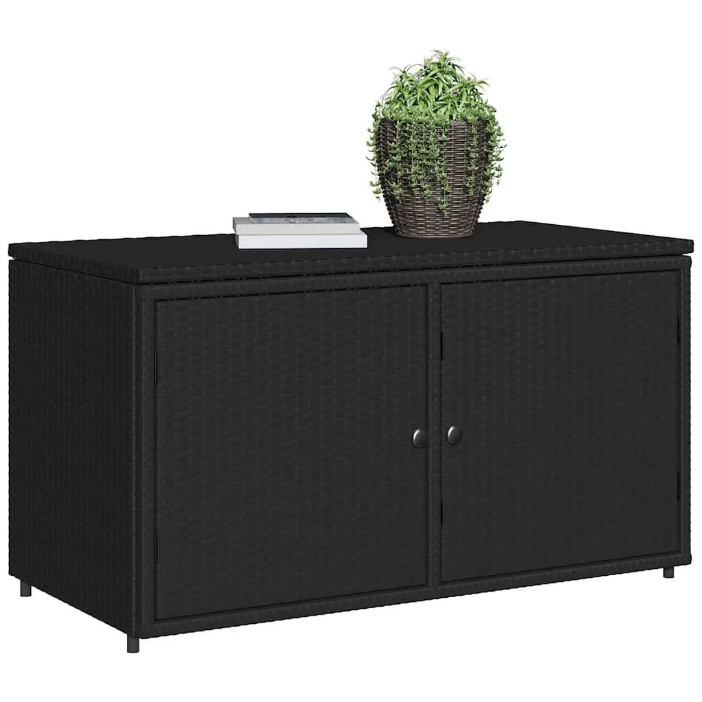 Garden Storage Cabinet Outdoor 110x55x60.5cm Black PE Rattan