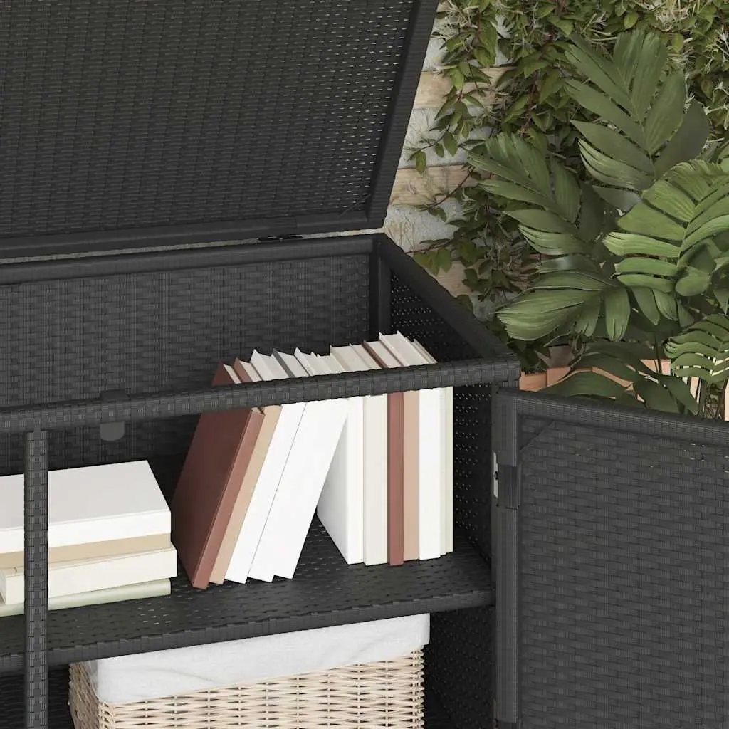 Garden Storage Cabinet Outdoor 110x55x60.5cm Black PE Rattan