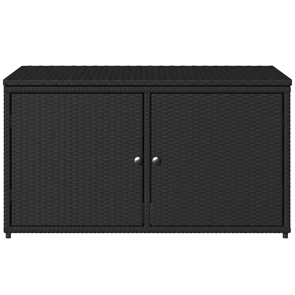 Garden Storage Cabinet Outdoor 110x55x60.5cm Black PE Rattan