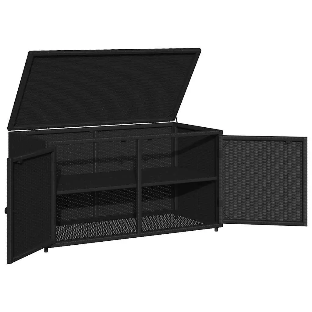 Garden Storage Cabinet Outdoor 110x55x60.5cm Black PE Rattan