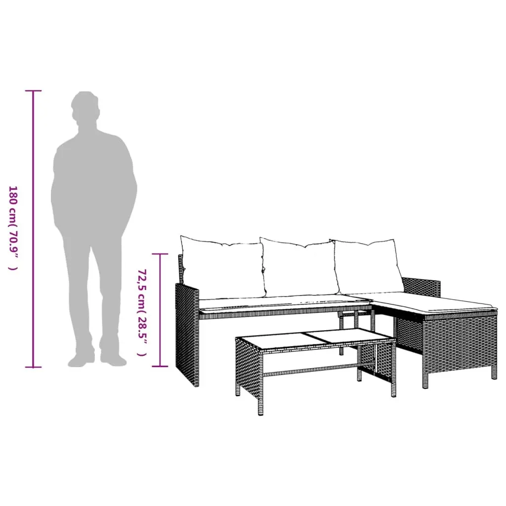 L-Shaped Garden Sofa Set