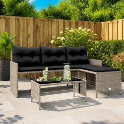 Comfortable Grey L-Shaped Garden Sofa Set with Table