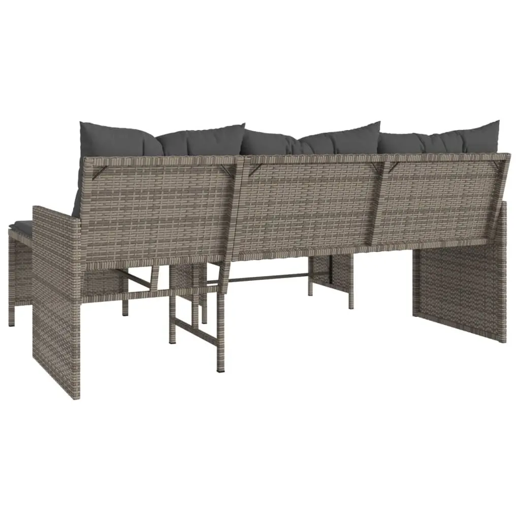 L-Shaped Garden Sofa Set Outdoor Patio Grey with Table and Cushions