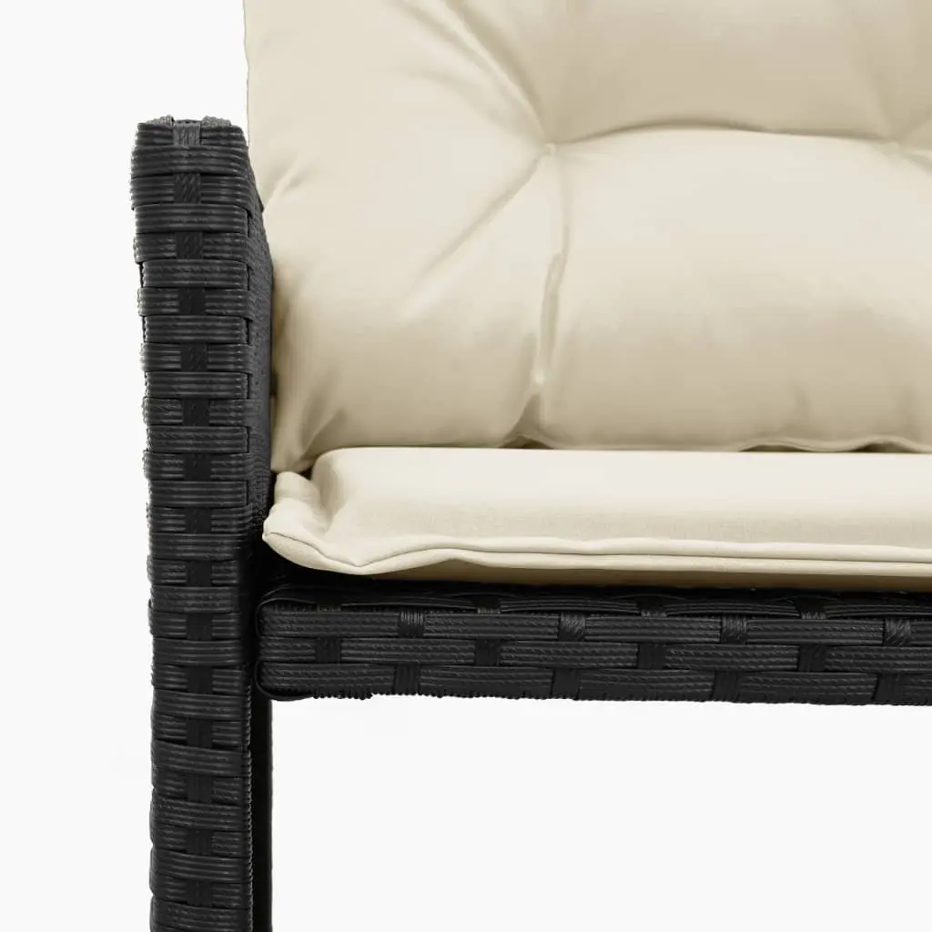 L-Shaped Garden Sofa Set with Table Black Poly Rattan Outdoor
