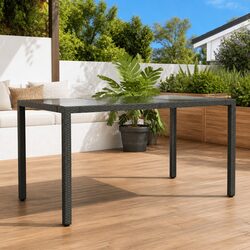 Reliable Black Garden Table with Tempered Glass Top