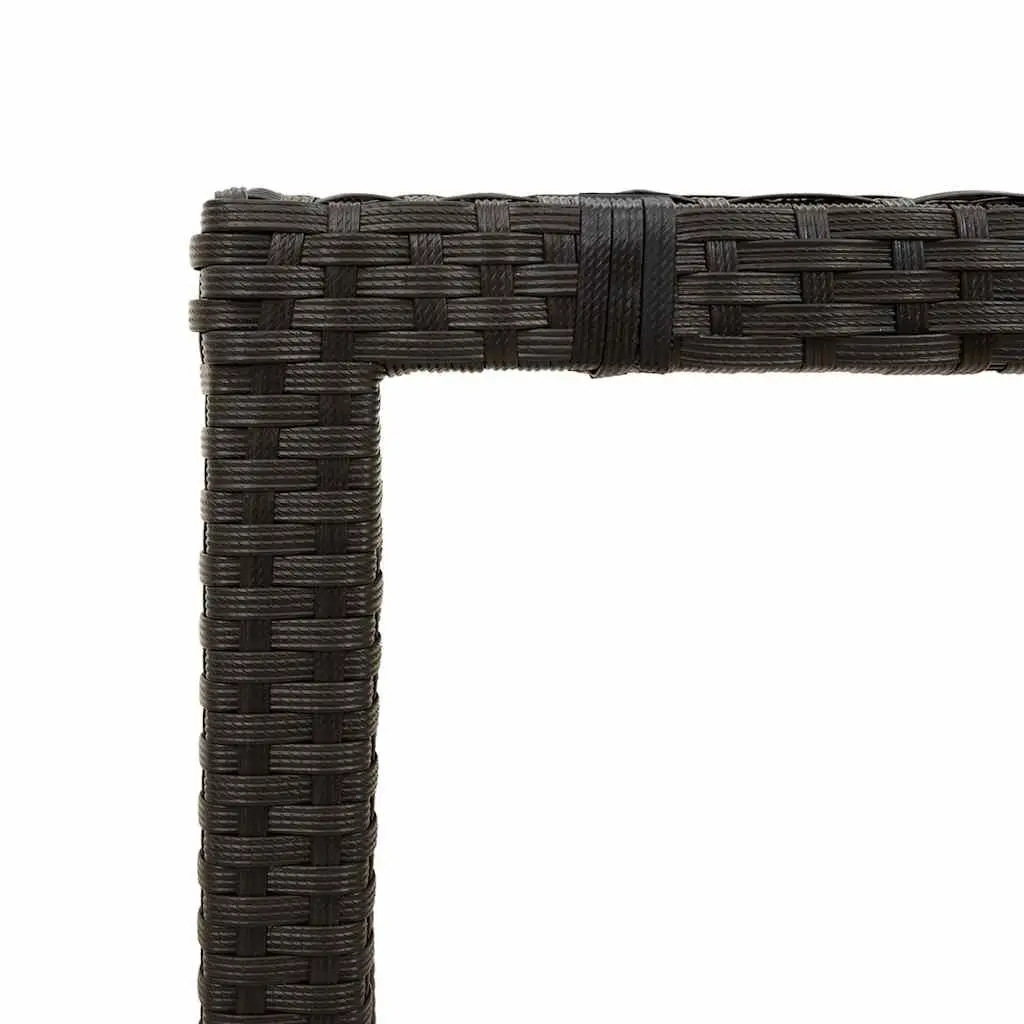 Garden Table Black Glass Top Outdoor Patio Furniture Poly Rattan Frame 150 x 90 x 75 cm