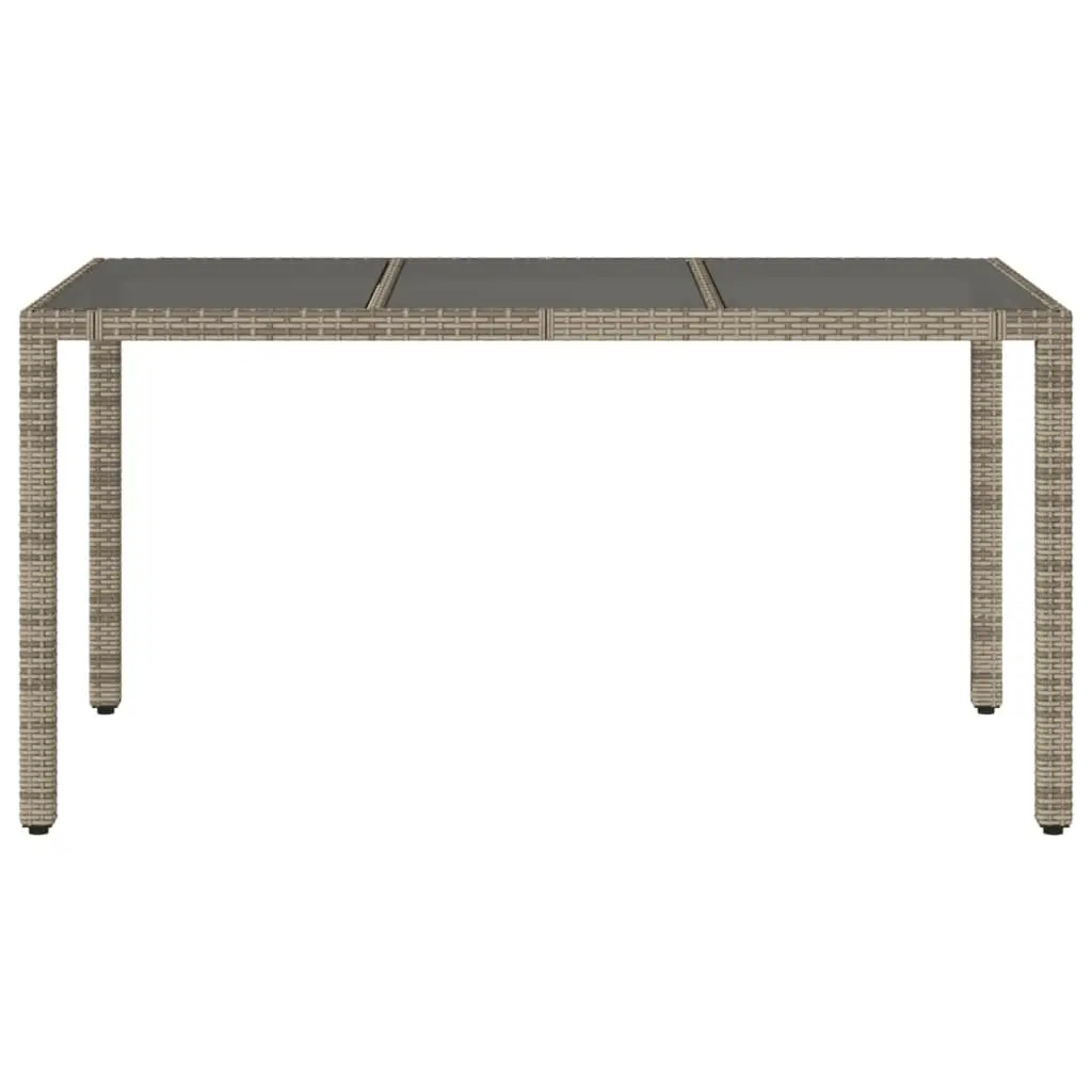 Garden Table Outdoor Patio Furniture Glass Top 150x90x75cm Grey Poly Rattan