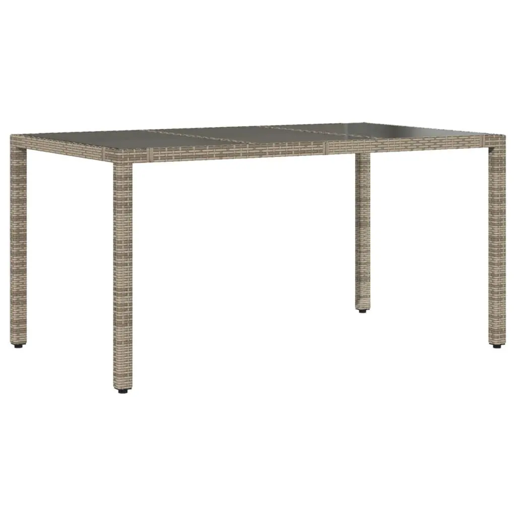 Garden Table Outdoor Patio Furniture Glass Top 150x90x75cm Grey Poly Rattan