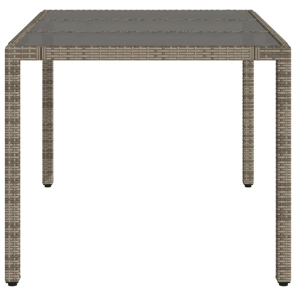 Garden Table Outdoor Patio Furniture Glass Top 150x90x75cm Grey Poly Rattan