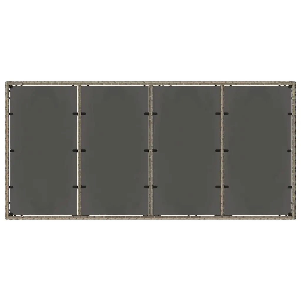 Grey Poly Rattan Garden Table with Glass Surface