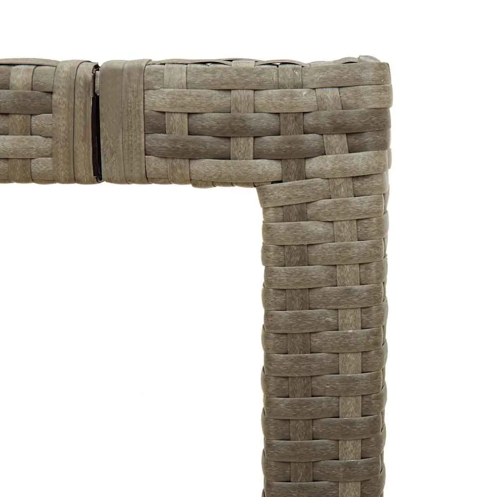 Grey Poly Rattan Garden Table with Glass Surface