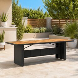 Reliable Acacia Wood and Rattan Dining Table