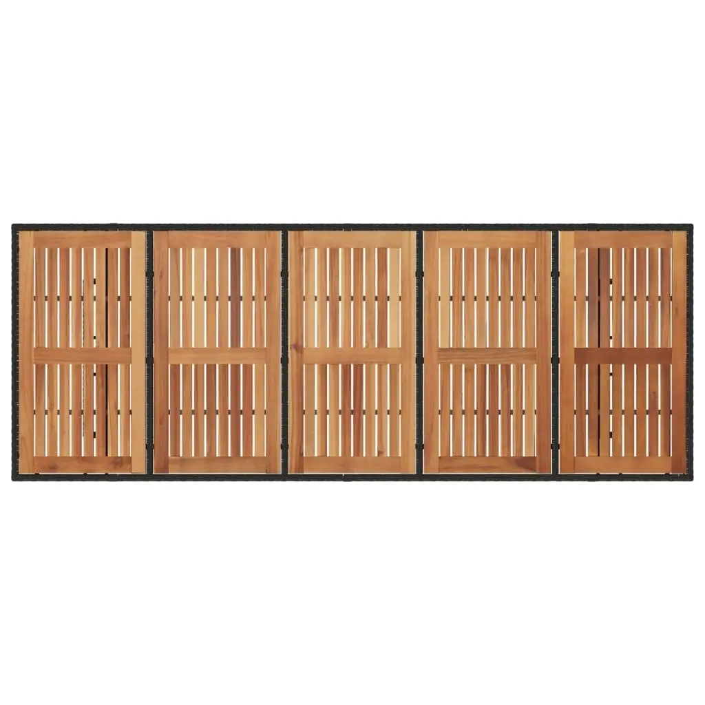 Garden Dining Table Outdoor Use 240x90x75cm Black Poly Rattan Frame Acacia Wood Top
