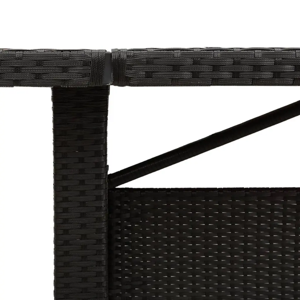 Garden Dining Table Outdoor Use 240x90x75cm Black Poly Rattan Frame Acacia Wood Top