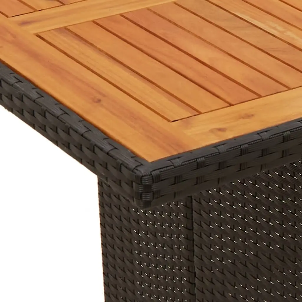 Garden Dining Table Outdoor Use 240x90x75cm Black Poly Rattan Frame Acacia Wood Top