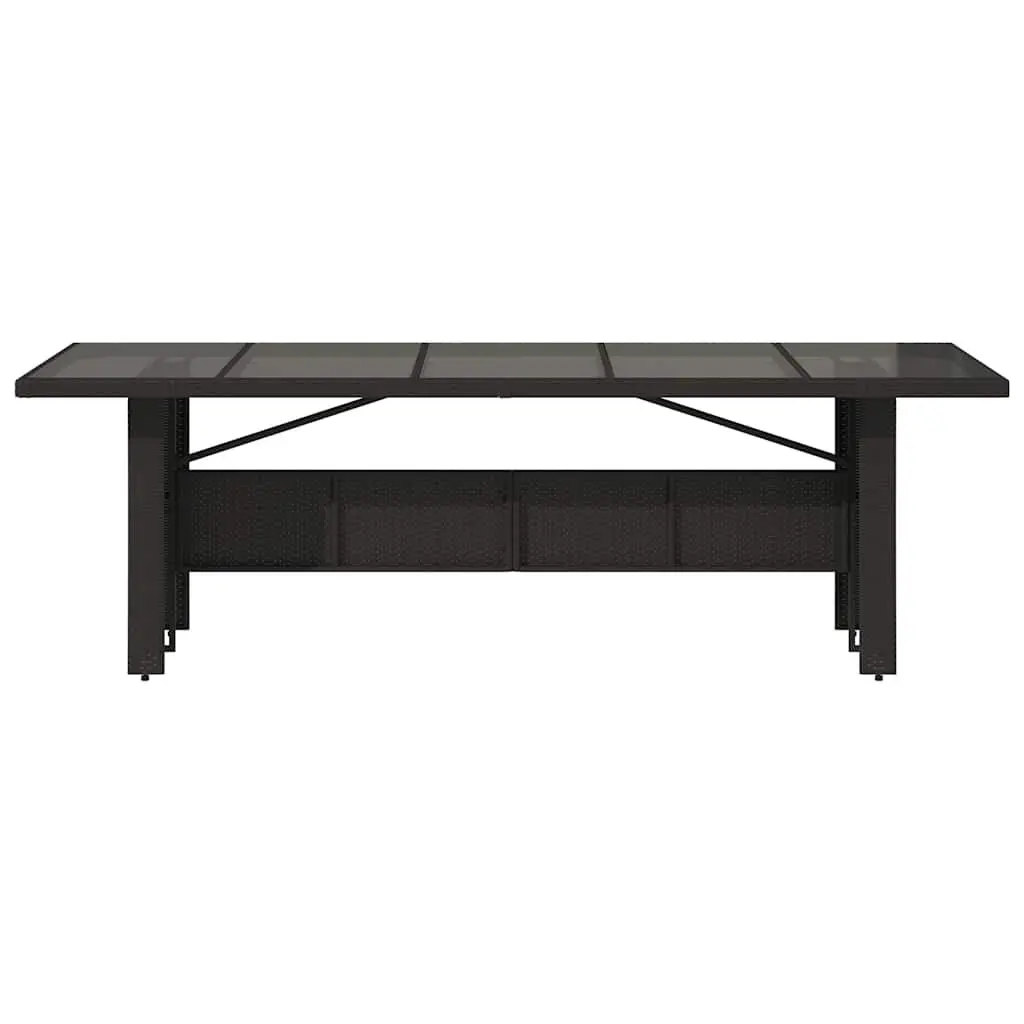Garden Table with Glass Top and Poly Rattan Frame