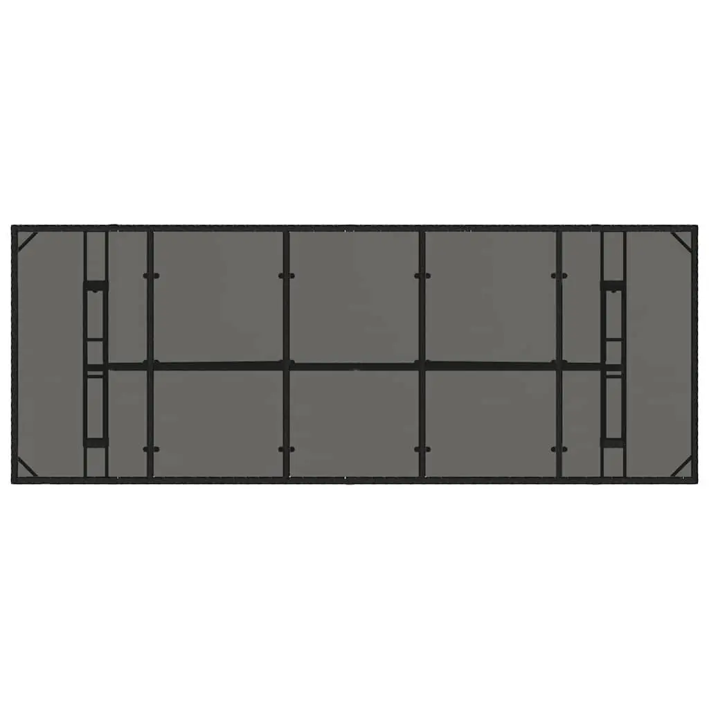 Garden Table with Glass Top and Poly Rattan Frame