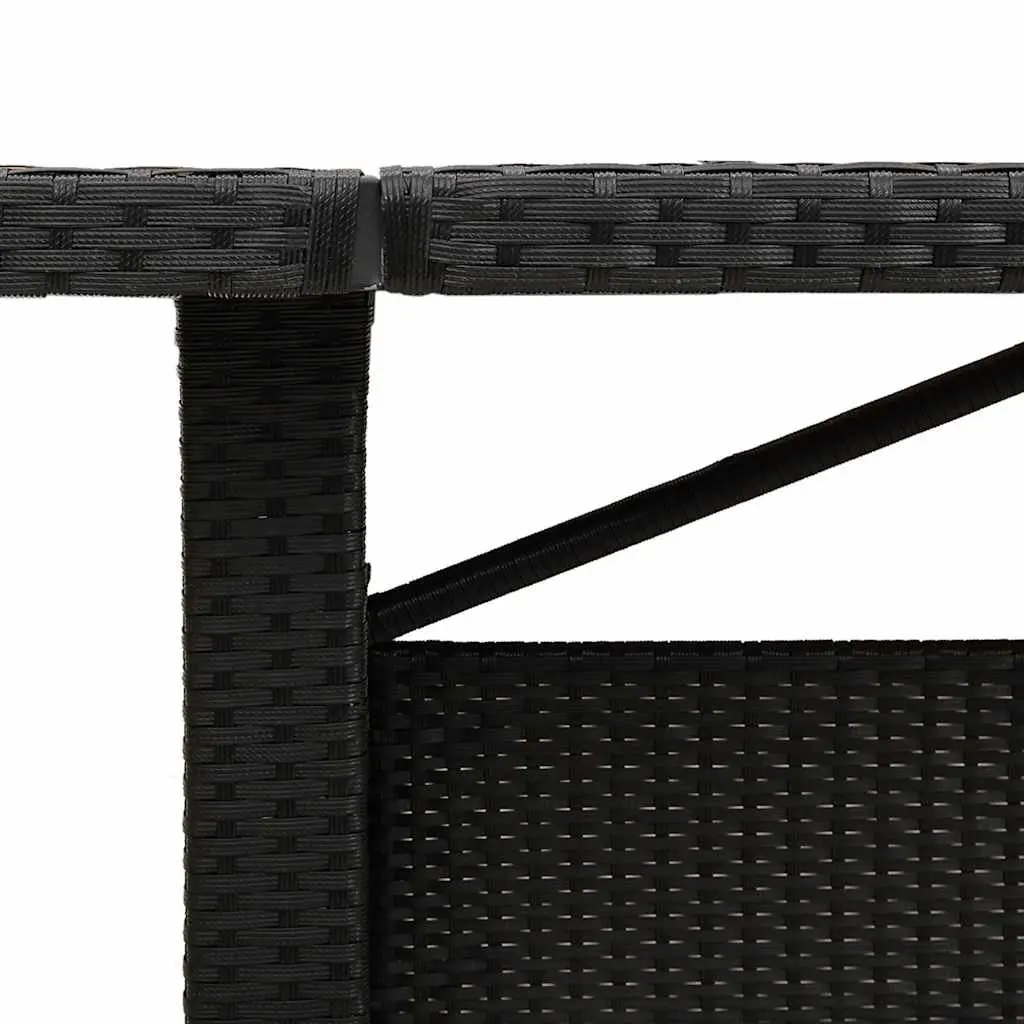 Garden Table with Glass Top and Poly Rattan Frame