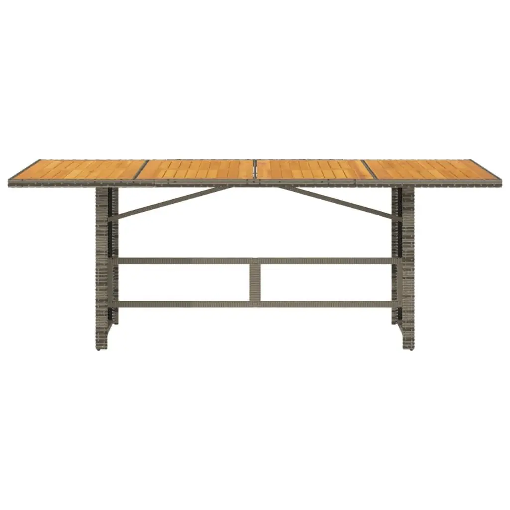 Garden Outdoor Table Poly Rattan Frame Acacia Wood Top Patio Furniture Grey