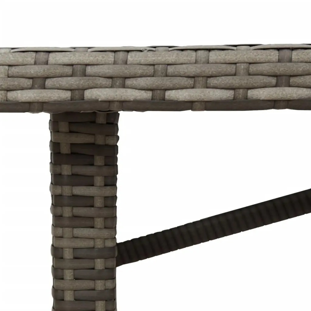 Garden Outdoor Table Poly Rattan Frame Acacia Wood Top Patio Furniture Grey