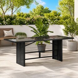 Practical Black Garden Table with Glass Top for Everyday Use