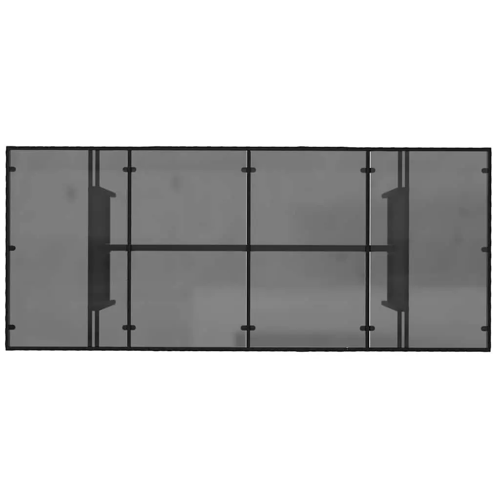 Garden Table Outdoor Use 190x80x75cm Black Poly Rattan Glass Top