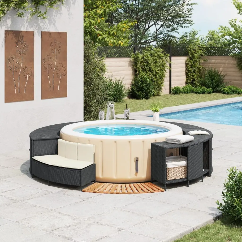 Hot Tub Surround Storage Rack Wooden Step Garden Bench Black