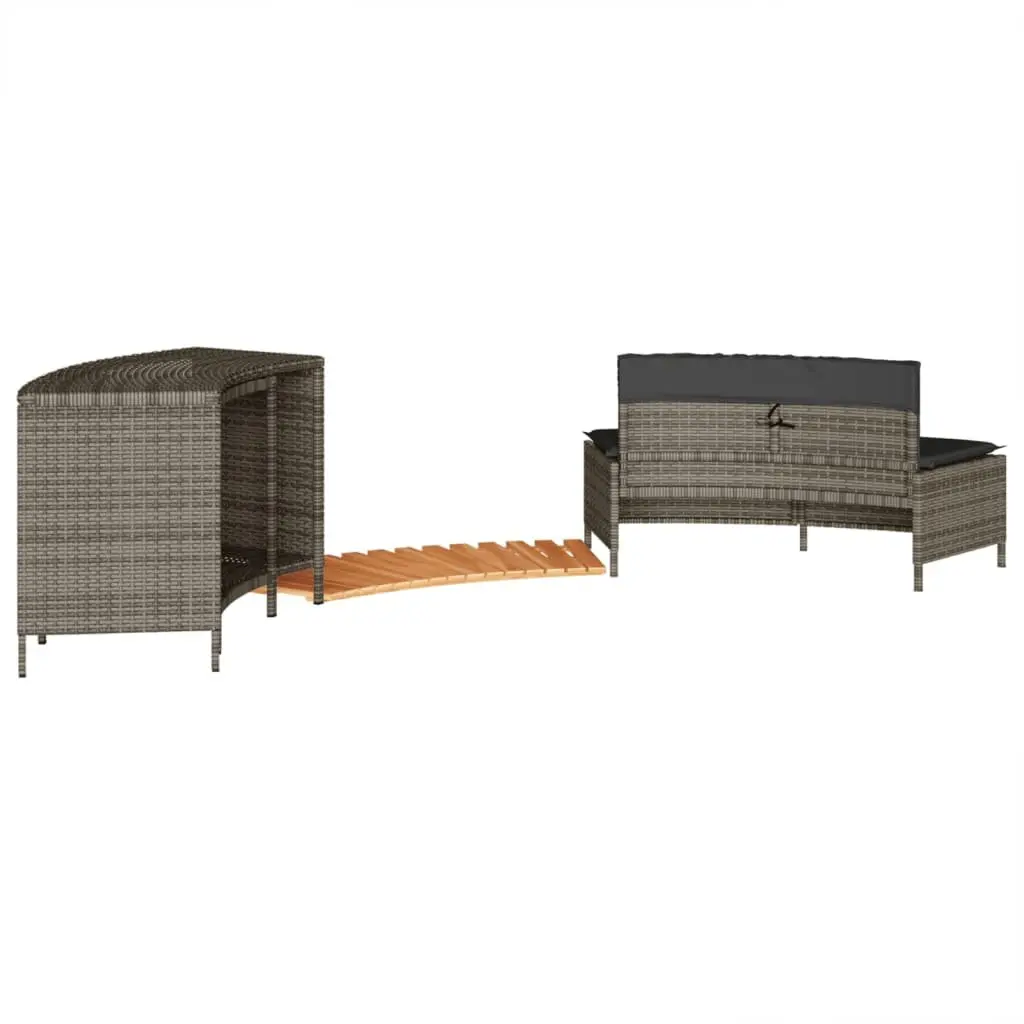 Hot Tub Surround Storage Rack Step Garden Bench Grey Poly Rattan