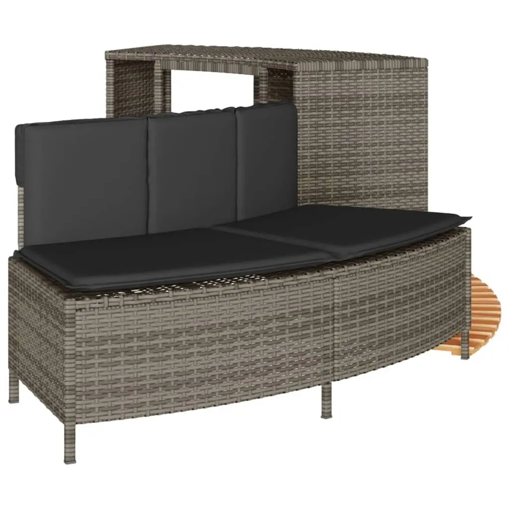 Hot Tub Surround Storage Rack Step Garden Bench Grey Poly Rattan