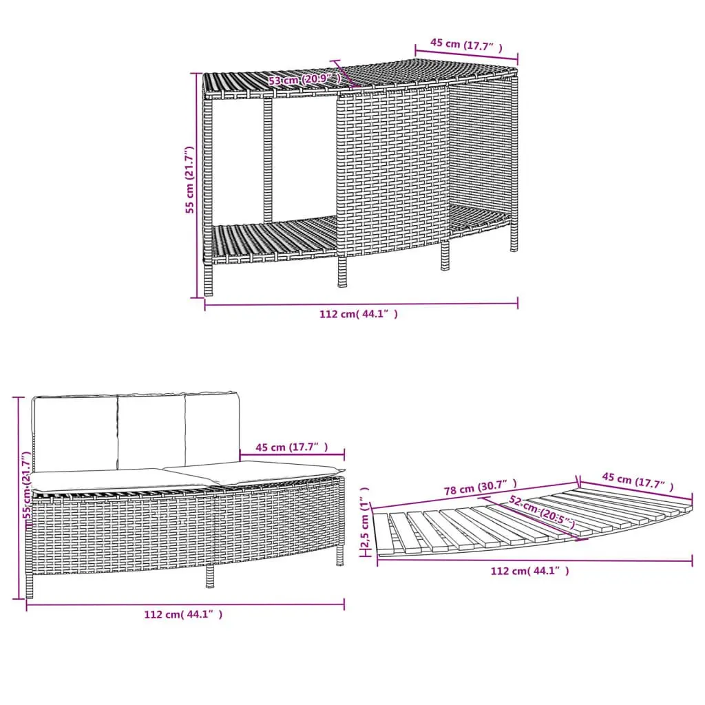 Hot Tub Surround Storage Rack Step Garden Bench Grey Poly Rattan