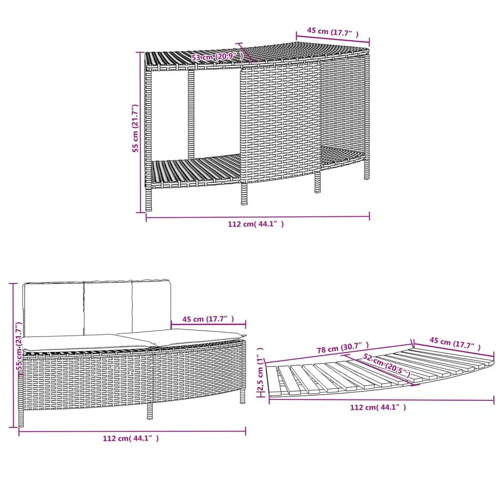 Hot Tub Surround Storage Bench Step PE Rattan Solid Acacia Wood Garden Spa Furniture Black
