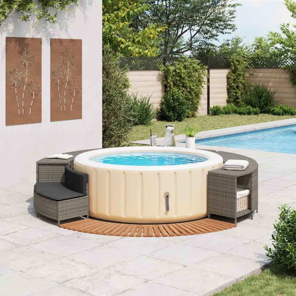 Hot Tub Surround Spa Storage Rack Wooden Step Garden Bench Black