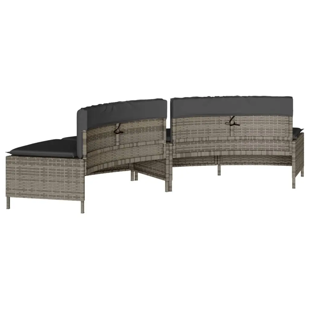 Hot Tub Benches Outdoor Relaxation 2 pcs Grey Poly Rattan with Cushions