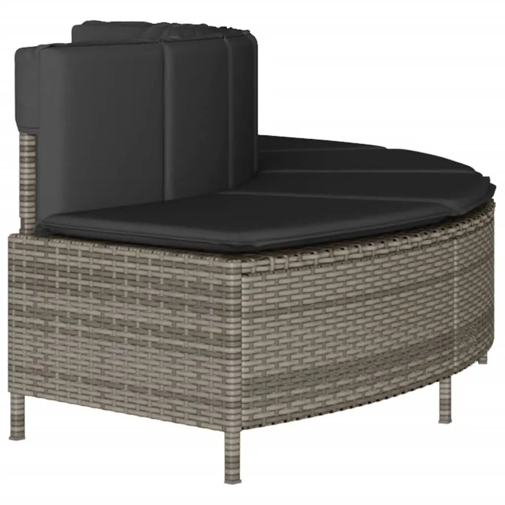 Hot Tub Benches Outdoor Relaxation 2 pcs Grey Poly Rattan with Cushions
