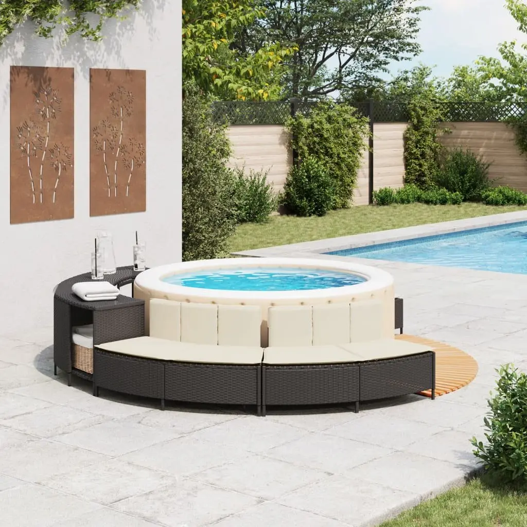 Hot Tub Benches 2 pcs Outdoor Seating Black Rattan