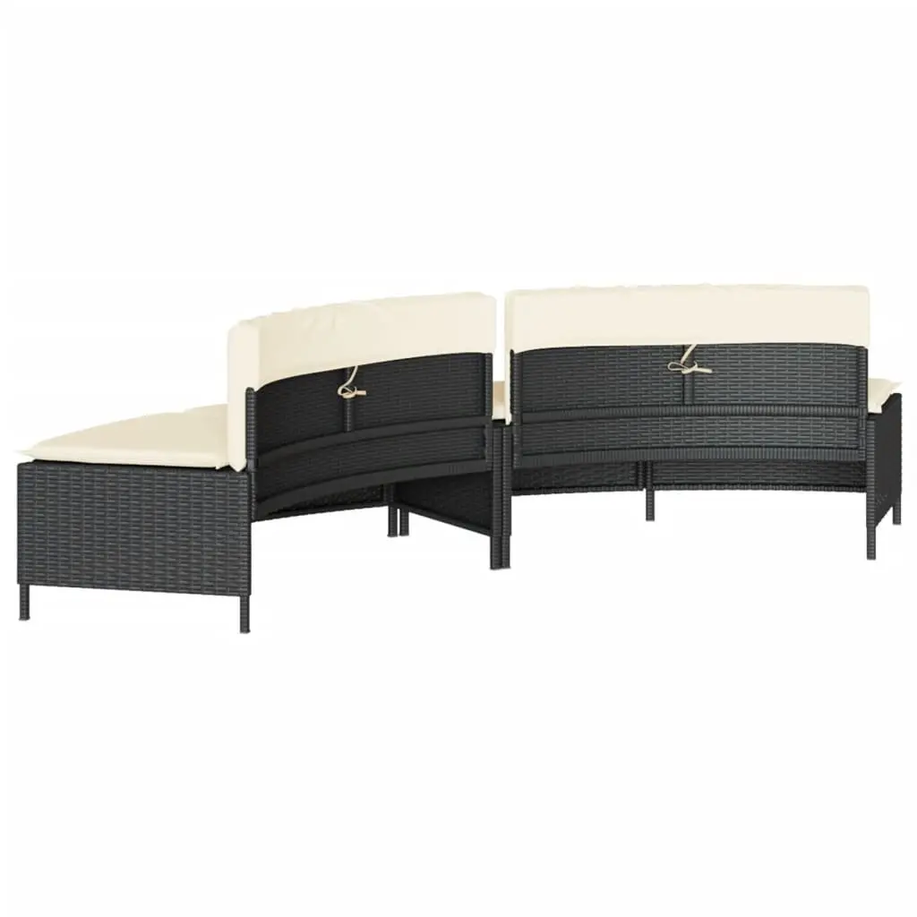 Hot Tub Benches 2 pcs Outdoor Seating Black Rattan