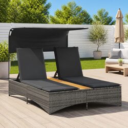 Durable and Practical Double Sun Lounger with Canopy