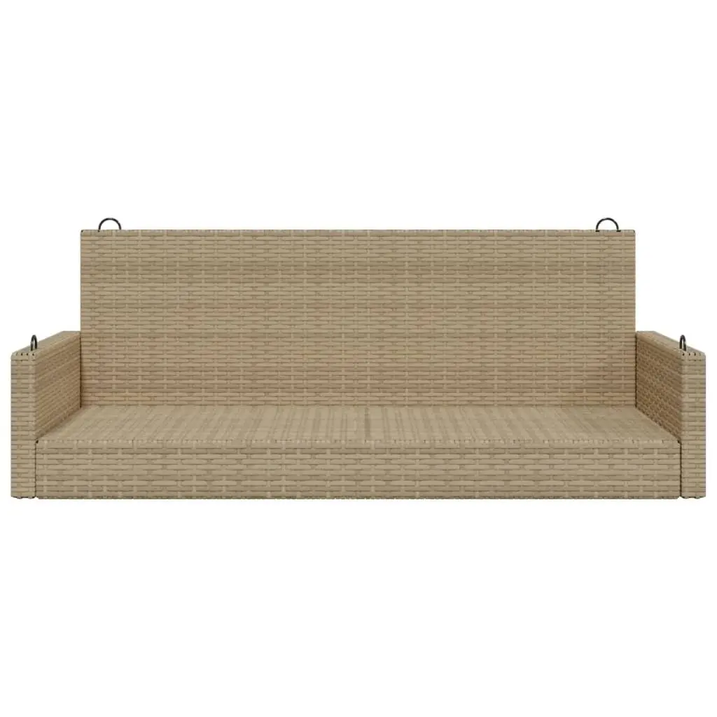 Outdoor Swing Bench Beige Poly Rattan Garden Relaxation Furniture 119x56x48cm