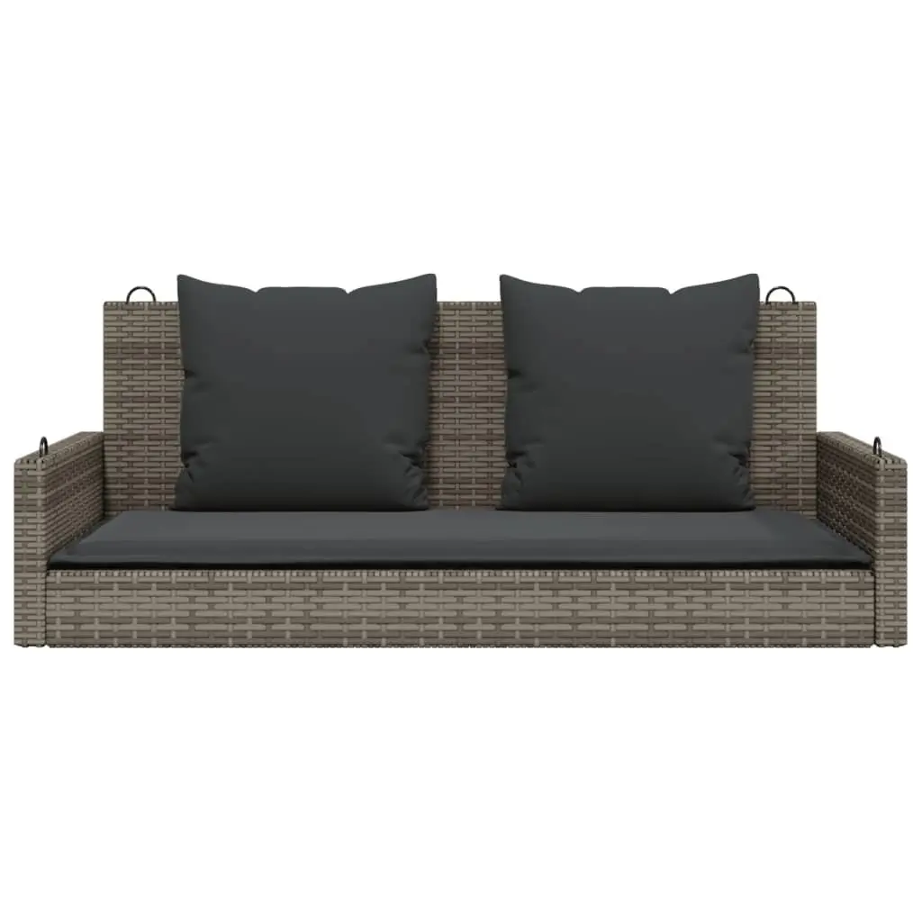Garden Swing Bench Hanging Seat with Cushions Grey Poly Rattan Outdoor Comfort Durable Steel Frame
