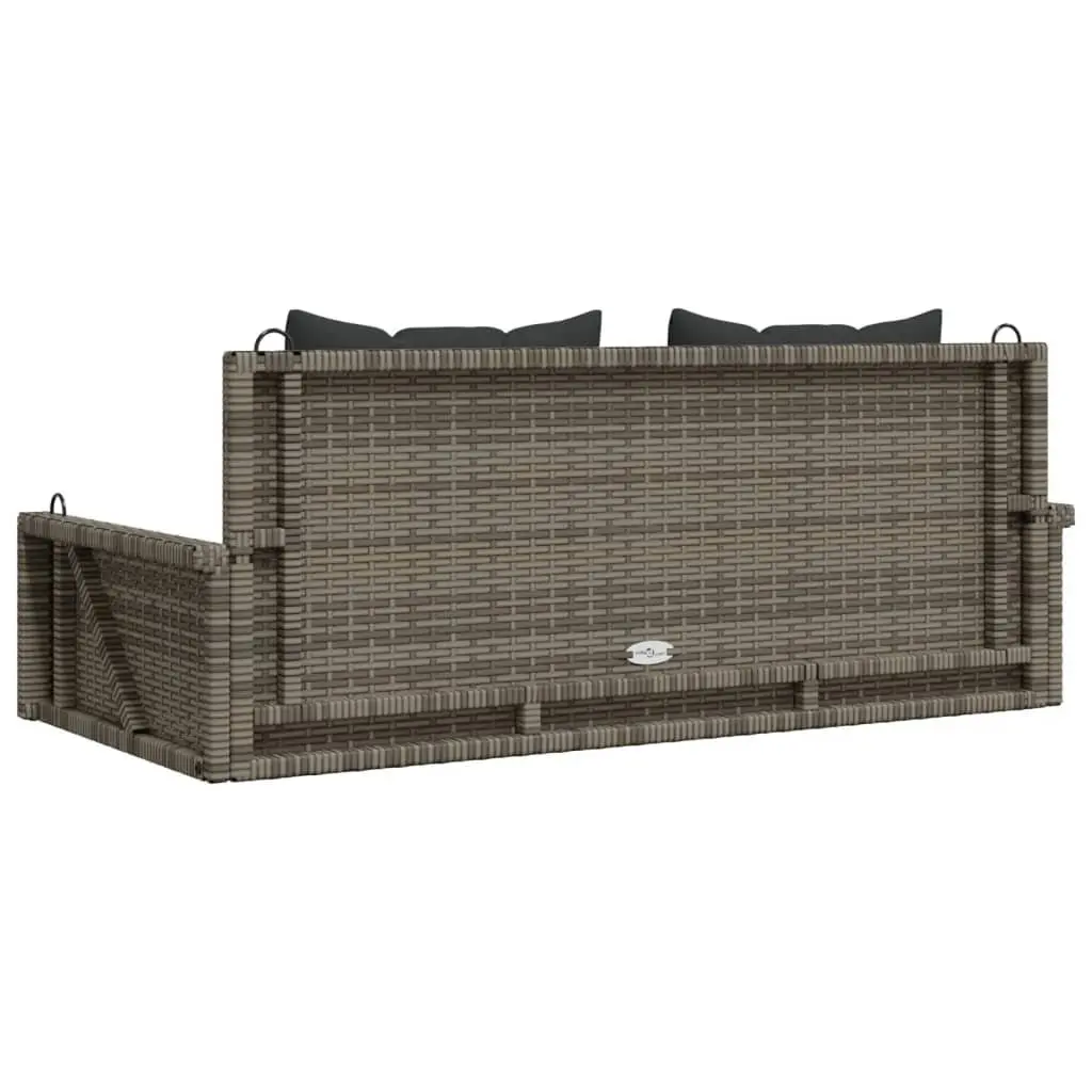 Garden Swing Bench Hanging Seat with Cushions Grey Poly Rattan Outdoor Comfort Durable Steel Frame